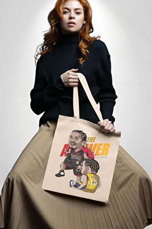 Karikatür Basketbol AllenIverson The Answer 35X40 Kadın Erkek Çocuk Ekru Ham Bez Çanta