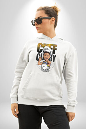 Basketbol Chef Curry Nba Star Stafine Curry Kadın Erkek  Beyaz Kapüşonlu Sweatshirt Hoodie
