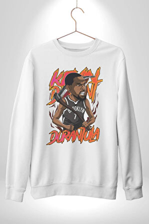 Karikatür Basketbol Durantula Kyrie Irving Brooklyn NBA Star Kadın Erkek Beyaz Sweatshirt 