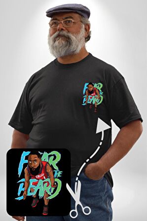 Sakaldan Korkmak Yazılı Basketbol James Harden Star Siyah Büyük Beden Kadın Basic Minimal Baskılı Tişört