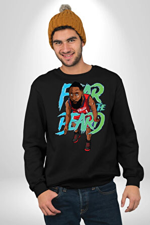 Sakaldan Korkmak Yazılı Basketbol James Harden Star Kadın Erkek Siyah Sweatshirt 