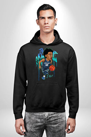 Ja Morant Basketbol  Kadın Erkek  Siyah Kapüşonlu Sweatshirt Hoodie