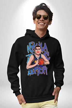Basketbol Joker Kadın Erkek  Siyah Kapüşonlu Sweatshirt Hoodie