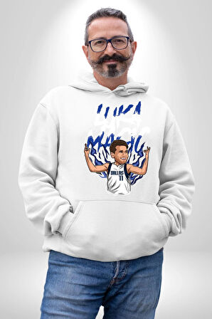 Luka Luka Doncic Basketboll Dallas Kadın Erkek  Beyaz Kapüşonlu Sweatshirt Hoodie