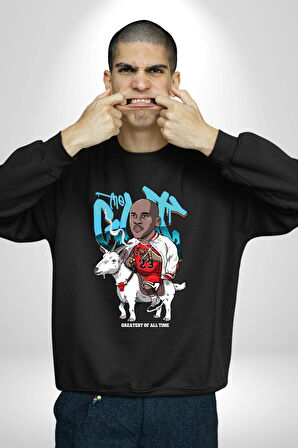 Keçi Micheal Jordan Basketbol Kadın Erkek Siyah Sweatshirt 