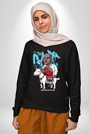 Keçi Micheal Jordan Basketbol Kadın Erkek Siyah Sweatshirt 