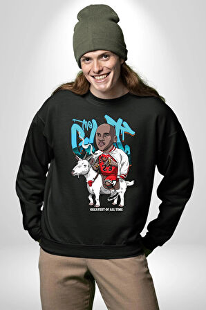 Keçi Micheal Jordan Basketbol Kadın Erkek Siyah Sweatshirt 