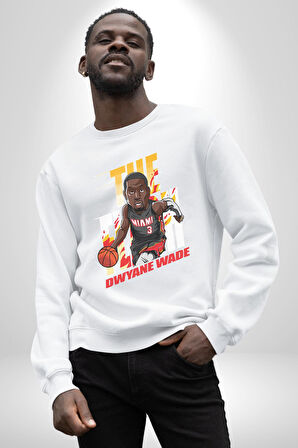 Dwyane Wade Miami Basketbol Kadın Erkek Beyaz Sweatshirt 