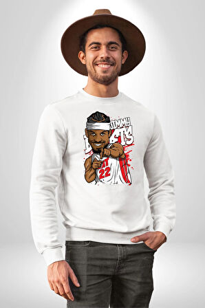 Jimmy Butler Basketbol Kadın Erkek Beyaz Sweatshirt 