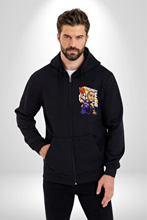 Toronto Raptors Basketbol  Kadın Erkek Siyah Kapüşonlu Fermuarlı Baskılı Hırka Sweatshirt