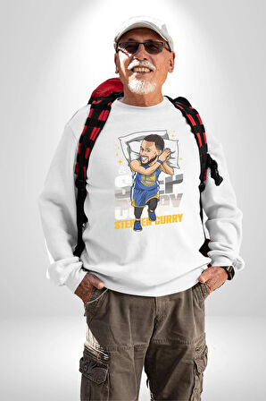 Stephen Curry Basketbol Kaz Tüylü Yastık Kadın Erkek Beyaz Sweatshirt 