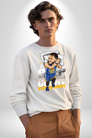 Stephen Curry Basketbol Kaz Tüylü Yastık Kadın Erkek Beyaz Sweatshirt 