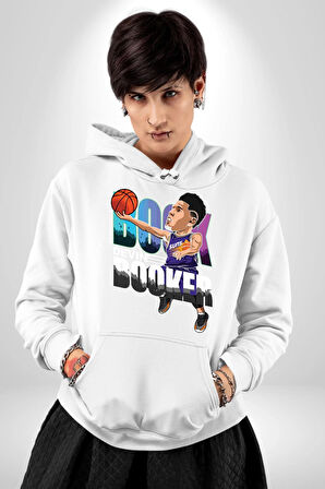 Devin Booker Phonex Basketbol Kadın Erkek  Beyaz Kapüşonlu Sweatshirt Hoodie
