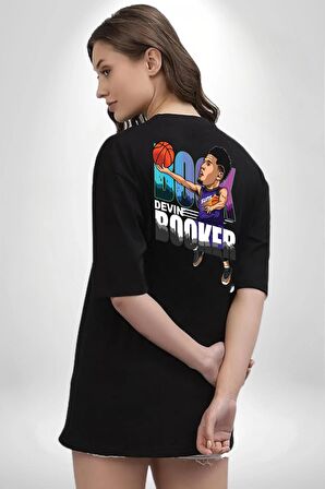 Devin Booker Phonex Basketbol Siyah Oversize Kadın Erkek Ön ve Sırt Baskılı Tişört