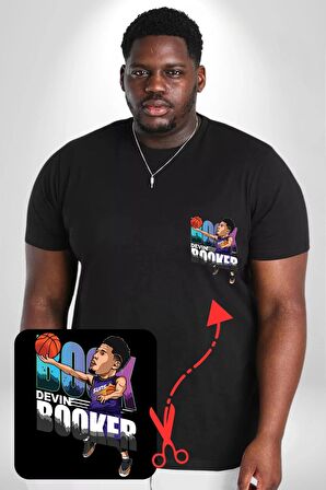 Devin Booker Phonex Basketbol Siyah Büyük Beden Kadın Basic Minimal Baskılı Tişört