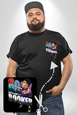 Devin Booker Phonex Basketbol Siyah Büyük Beden Kadın Basic Minimal Baskılı Tişört