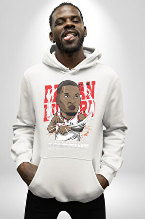 Basketbol Oyun Zamanı Kadın Erkek  Beyaz Kapüşonlu Sweatshirt Hoodie