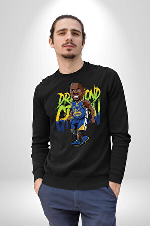 Draymond Green Basketbol Golden State  Kadın Erkek Siyah Sweatshirt 