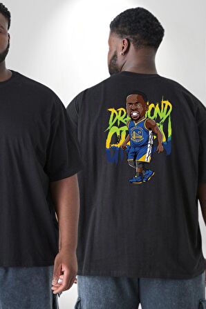 Draymond Green Basketbol Golden State  Büyük Beden Siyah Tişört Kadın Erkek Ünisex Sırt Baskılı
