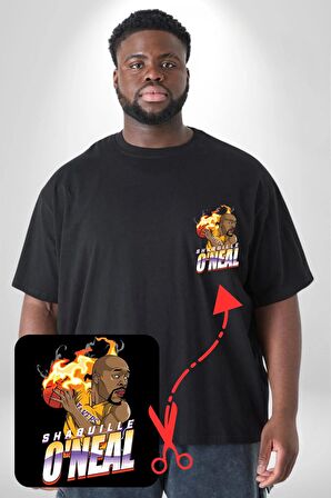 Basketbol Shaquille Oneal Star Ateş Topu Siyah Büyük Beden Kadın Basic Minimal Baskılı Tişört