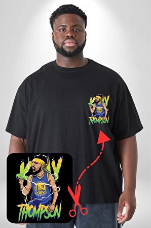 Klay Thompson Basketbol Golden State Siyah Büyük Beden Kadın Basic Minimal Baskılı Tişört