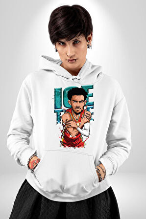 Trae Young Basketbol Oyuncusu Karikatür Atlanta Hawks Kadın Erkek  Beyaz Kapüşonlu Sweatshirt Hoodie