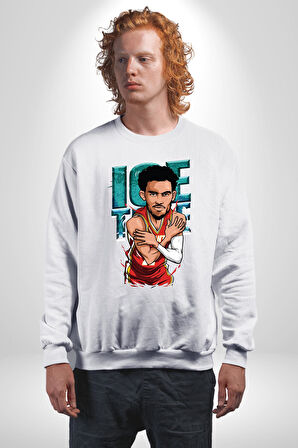 Trae Young Basketbol Oyuncusu Karikatür Atlanta Hawks Kadın Erkek Beyaz Sweatshirt 