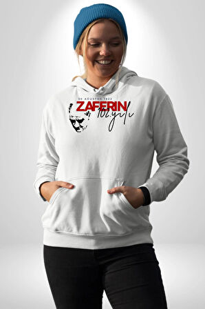 30 Ağustos Zafer Bayramı Atatürk İmzası Kadın Erkek  Beyaz Kapüşonlu Sweatshirt Hoodie