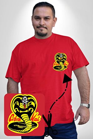 Cobra Kai Karete Çocuk Yılan Logo Dizi Kırmızı Büyük Beden Kadın Basic Minimal Baskılı Tişört