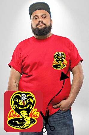 Cobra Kai Karete Çocuk Yılan Logo Dizi Kırmızı Büyük Beden Kadın Basic Minimal Baskılı Tişört