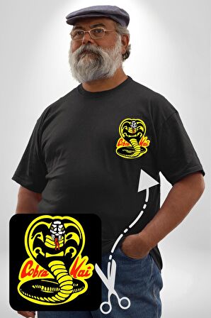 Cobra Kai Karete Çocuk Yılan Logo Dizi Siyah Büyük Beden Kadın Basic Minimal Baskılı Tişört