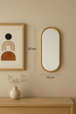 Küçük Gold Çerçeveli Oval Dekoratif Ayna 30*13 cm