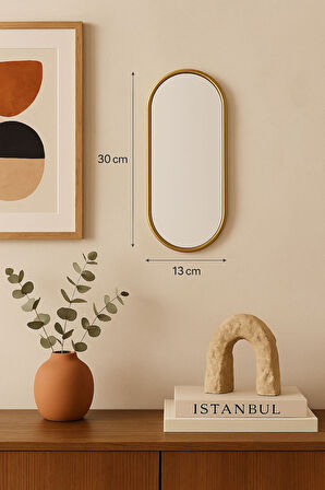 Küçük Gold Çerçeveli Oval Dekoratif Ayna 30*13 cm