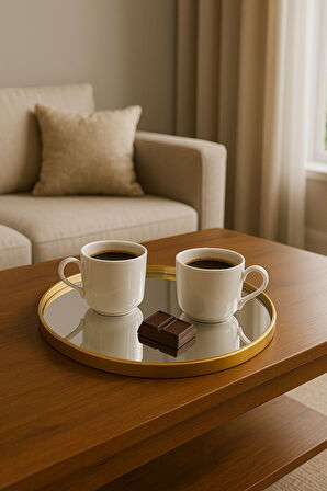 Servis Sunum Tepsisi Gold Lüks Organizer Söz Nişan Kahve Tepsisi