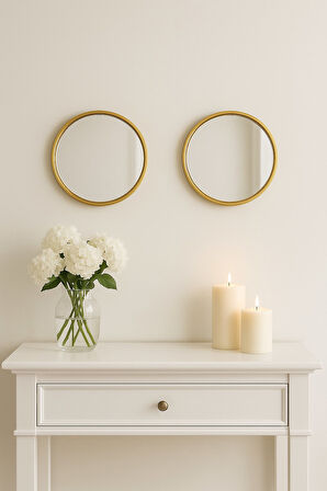 2'li Gold Çerçeveli Dekoratif Ayna 24*2 cm