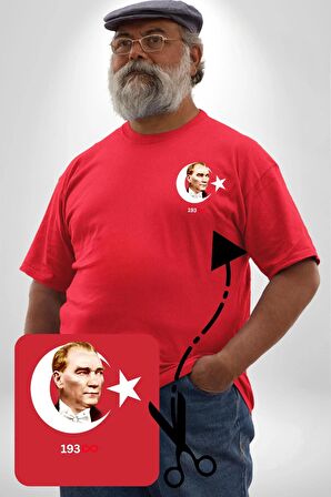 Atatürk Türk Bayrağı Sonsuzluk Kırmızı Büyük Beden Kadın Basic Minimal Baskılı Tişört