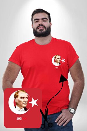 Atatürk Türk Bayrağı Sonsuzluk Kırmızı Büyük Beden Kadın Basic Minimal Baskılı Tişört