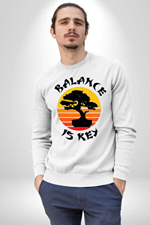 Karete Çocuk Bonsai  Kadın Erkek Beyaz Sweatshirt 