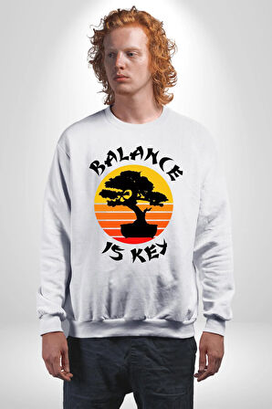 Karete Çocuk Bonsai  Kadın Erkek Beyaz Sweatshirt 