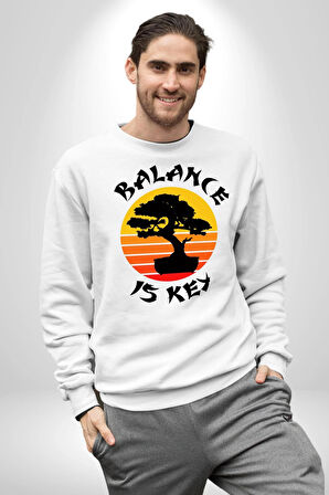 Karete Çocuk Bonsai  Kadın Erkek Beyaz Sweatshirt 