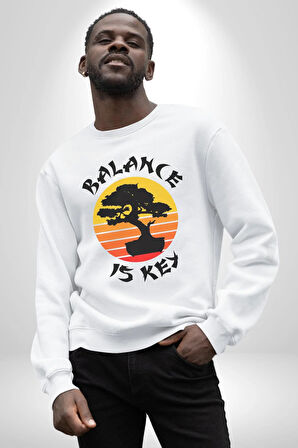 Karete Çocuk Bonsai  Kadın Erkek Beyaz Sweatshirt 