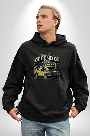 Land Rover Defender Kamp Kadın Erkek  Siyah Kapüşonlu Sweatshirt Hoodie