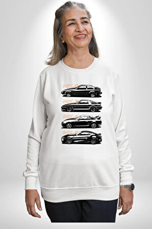 Toyota Supra Mk Serisi Kadın Erkek Beyaz Sweatshirt 