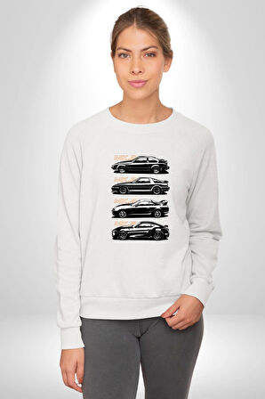 Toyota Supra Mk Serisi Kadın Erkek Beyaz Sweatshirt 