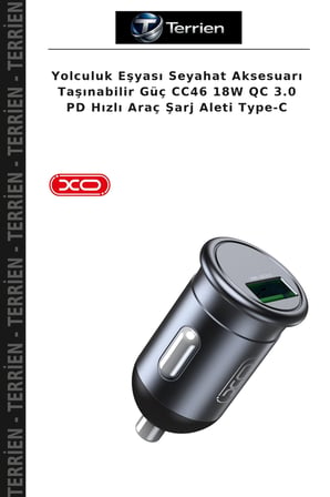 Yolculuk Eşyası Seyahat Aksesuarı Taşınabilir Güç CC46 18W QC 3.0 PD Hızlı Araç Şarj Aleti Type-C