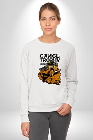 Camel Kupası Land Rover Defender 110 Kadın Erkek Beyaz Sweatshirt 