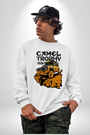 Camel Kupası Land Rover Defender 110 Kadın Erkek Beyaz Sweatshirt 