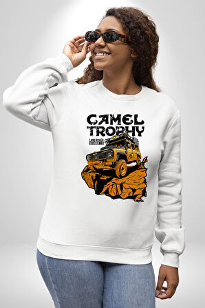 Camel Kupası Land Rover Defender 110 Kadın Erkek Beyaz Sweatshirt 