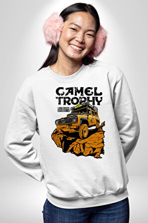 Camel Kupası Land Rover Defender 110 Kadın Erkek Beyaz Sweatshirt 