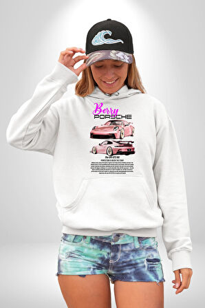 Porsche 911 GT3 Kadın Erkek  Beyaz Kapüşonlu Sweatshirt Hoodie